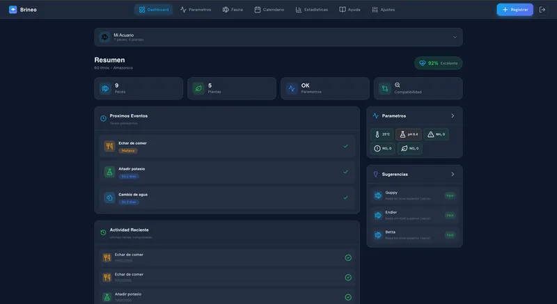 Brineo - dashboard de control y seguimiento de acuarios