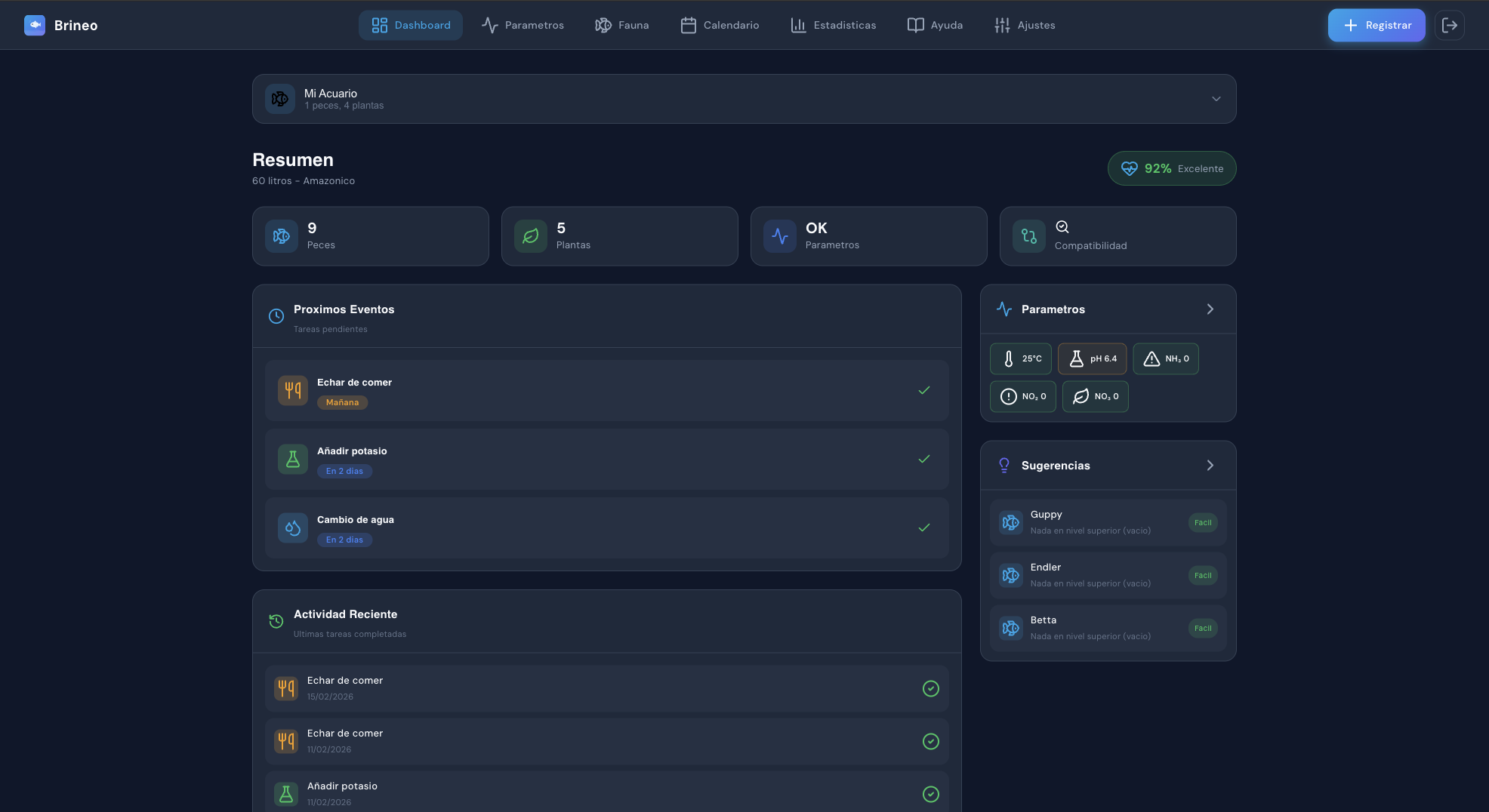 Brineo - dashboard de control y seguimiento de acuarios